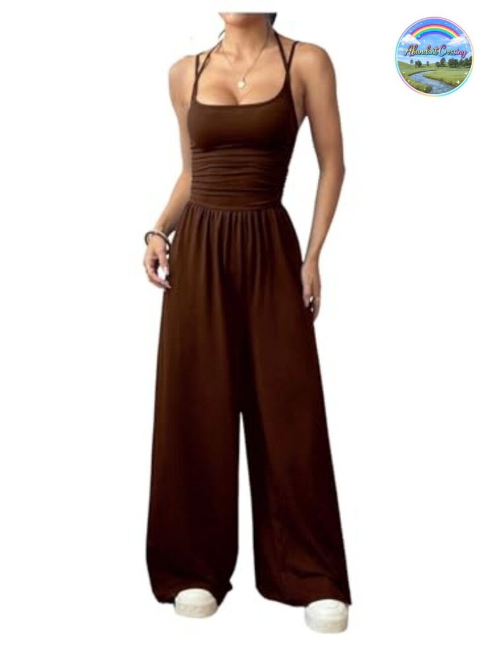Floerns Women's Summer Sleeveless Wide Leg Jumpsuit Romper